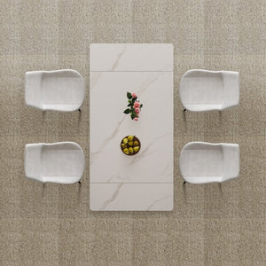 English Elm Retractable Sintered Stone Dining Table Set With Chairs – Modern Design, Durable, Space-Saving Elegance W509S00126-GIGA