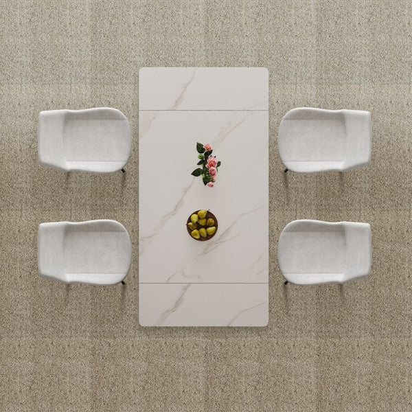 English Elm Retractable Sintered Stone Dining Table Set With Chairs – Modern Design, Durable, Space-Saving Elegance W509S00126-GIGA