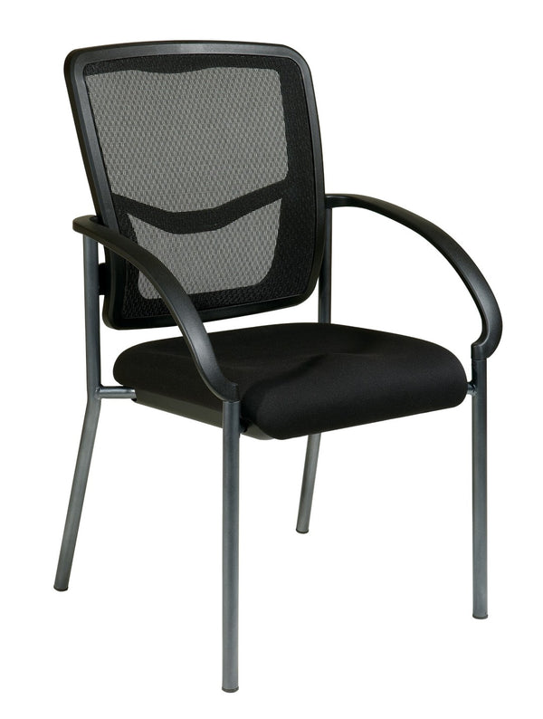 OSP Home Furnishings Progrid® Mesh Back Stackable Visitors Chair with Lumbar Support for Office Reception Coal 85670-30