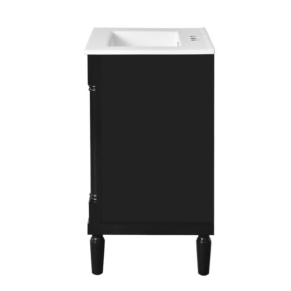 English Elm 24'' Modern Bathroom Vanity with Ceramic Basin, Solid Wood Frame, Soft-Close Doors, Ample Storage Black N710P190503B