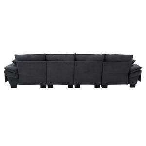 English Elm Sectional Modular Cloud Sofa Deep Corduroy Upholstered Comfort for Living Room Studio Dark Gray W395S00136