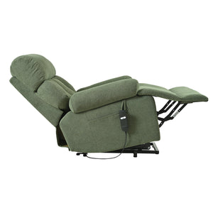 English Elm Oversized Power Lift Recliner Chair with Remote Control, Spacious Fabric Seat and Side Pocket for Comfort and Support Dark Green W1028P261277