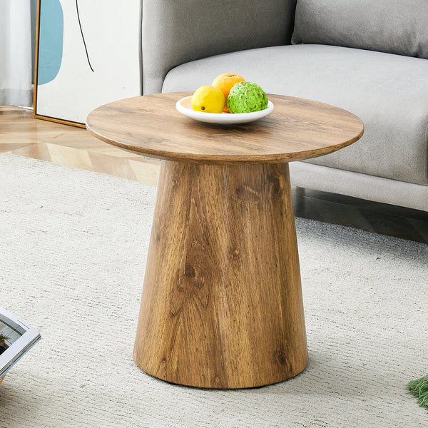 English Elm Natural Wood Grain Mdf Round Side Table Compact Accent for Living Room or Bedroom W2920P232763