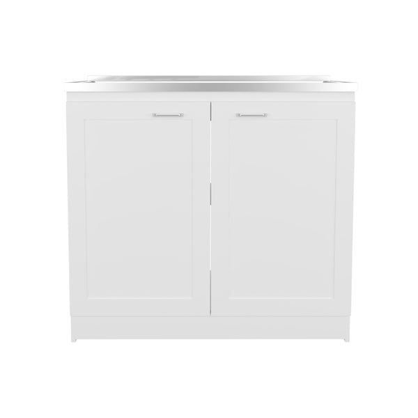 English Elm Montello White Utility Sink with Open Shelves for Laundry Mudroom Workspace B092S00281