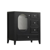 English Elm 30" Bathroom Vanity With Sink, Bathroom Vanity Cabinet With Three Drawers and Door, Solid Wood and Mdf, Black