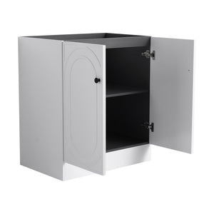 English Elm 30" Modern Freestanding Bathroom Vanity with Integrated Basin, Adjustable Shelf & 3 Metal Handles White W999P241065
