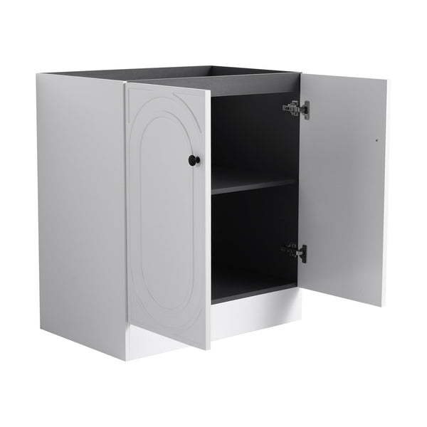 English Elm 30" Modern Freestanding Bathroom Vanity with Integrated Basin, Adjustable Shelf & 3 Metal Handles White W999P241065