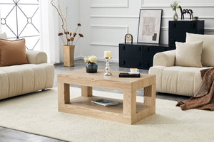 English Elm Modern Two Tier Rectangular Coffee Table with Open Shelf Mdf Living Room Storage W3875P389552