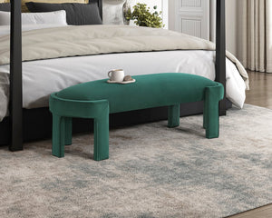 English Elm Stylish Upholstered Bench with Velvet Foam Cushion, Sturdy Plywood Frame, 300lb Capacity, Modern Entryway Seat Green 51.5 L x 11 W x 21.5 H B011P361965