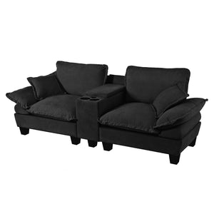 English Elm Modular Cloud Sofa Chenille L-shape with Storage Cup Holders and Usb for Living Room W3163S00107