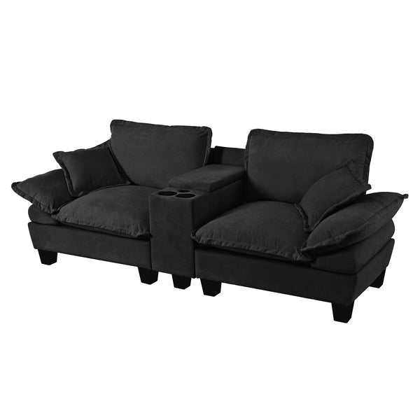 English Elm Modular Cloud Sofa Chenille L-shape with Storage Cup Holders and Usb for Living Room W3163S00107