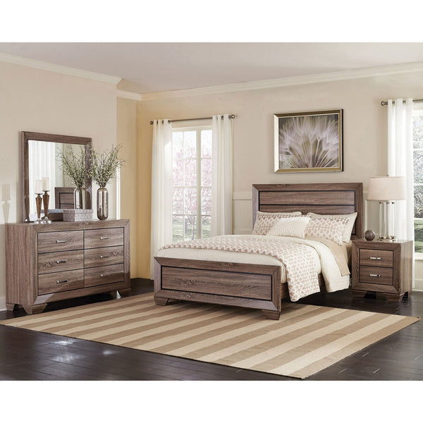 English Elm Oatfield 4-Piece Eastern King Bedroom Set - Washed Taupe Finish, Transitional Style & Storage Solutions B062S00915