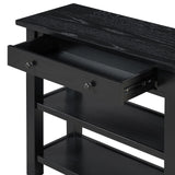 English Elm Trexm Retro Console Table With Drawer and Two Sturdy Shelves For Entryway, Living Room (Black)