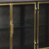 Brynlee Gunmetal and Brass Finished Iron and Glass Sideboard