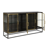 Brynlee Gunmetal and Brass Finished Iron and Glass Sideboard