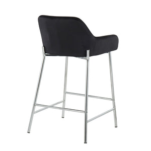 English Elm Daniella Modern Fixed-Height Counter Stool Set Of 2 In Black Velvet & Chrome For Stylish Dining B202S00053