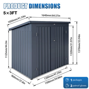 English Elm Outdoor Metal Trash Bin Enclosure for Two Cans Waterproof Powder-coated Yard Shed W3213P445772