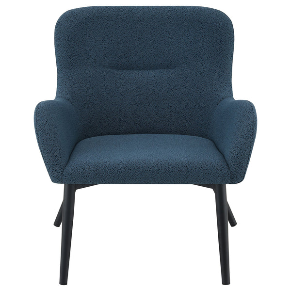 English Elm Luna Aegean Blue Upholstered Armchair — Mid-Century Curved Silhouette, Plush Textured Comfort, 30.5"H B062P299845