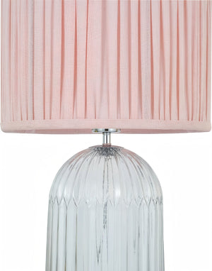 English Elm Ashcroft Furniture - Bedroom Table Lamp - Nordic-Inspired Design With Warm Pink Shade, Clear Glass & Gold Accents, Led Ready B183P315087