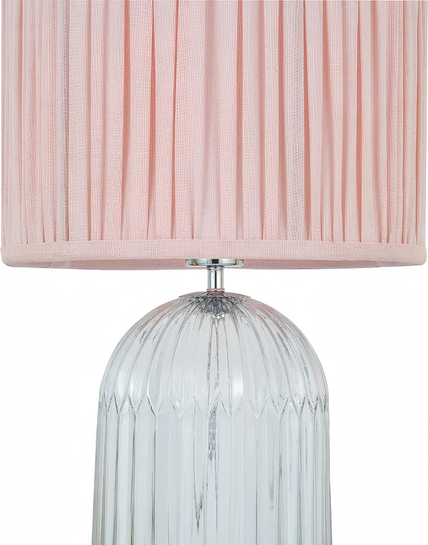 English Elm Ashcroft Furniture - Bedroom Table Lamp - Nordic-Inspired Design With Warm Pink Shade, Clear Glass & Gold Accents, Led Ready B183P315087
