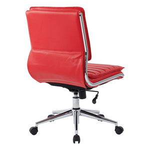 OSP Home Furnishings Armless Mid-back Faux Leather Office Chair with Lumbar Support and Chrome Base Red SPX23592C-U9