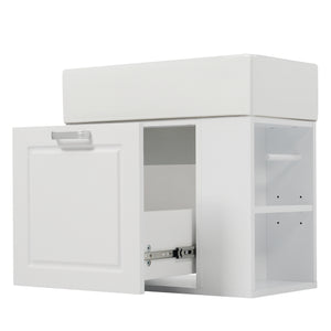 English Elm Christopher Knight Home® - 21.8" Wall-Mounted Bathroom Vanity with Ceramic Sink, Soft-Close Drawer, Adjustable Shelves & Tissue Holder White N759P292550K