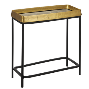 Tanay Brass Side Table - Contemporary Artistry with Snakeskin Design and Minimalist Iron Base