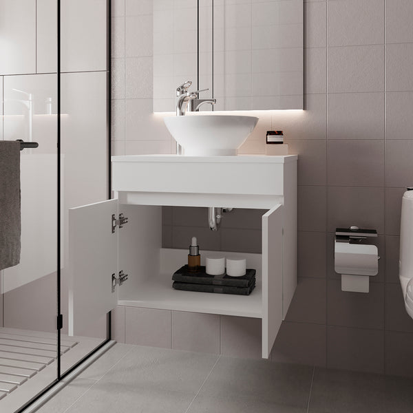 English Elm Colville Floating Wall Mount Vanity Cabinet Matte Finish Modern Bathroom Storage White B092P439915
