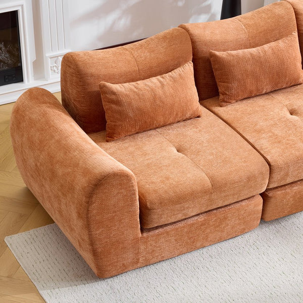 English Elm Modular Cloud Sectional Sofa Bed with Flannelette Upholstery for Flexible Living Orange W1829S00078