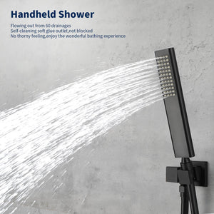 English Elm Male Npt Wall Mount Waterfall Tub Faucet Solid Brass Matte Black Bathtub Shower Kit T3177P277452