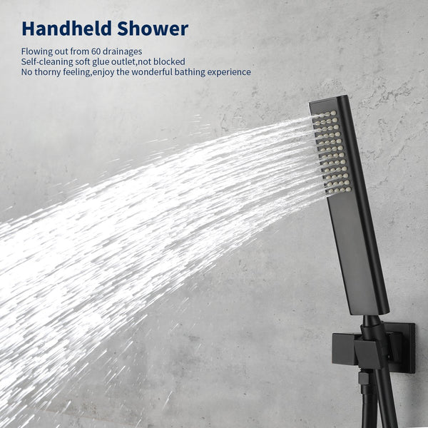 English Elm Male Npt Wall Mount Waterfall Tub Faucet Solid Brass Matte Black Bathtub Shower Kit T3177P277452