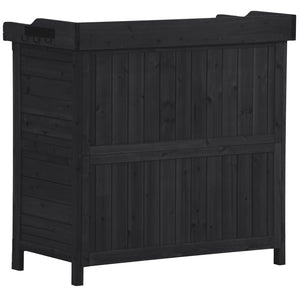 English Elm TOPMAX Rustic Fir Wood Potting Bench 39" with Galvanized Top, 2-Tier Shelves & Side Hooks, Black - Durable Garden Workstation N717P220218B