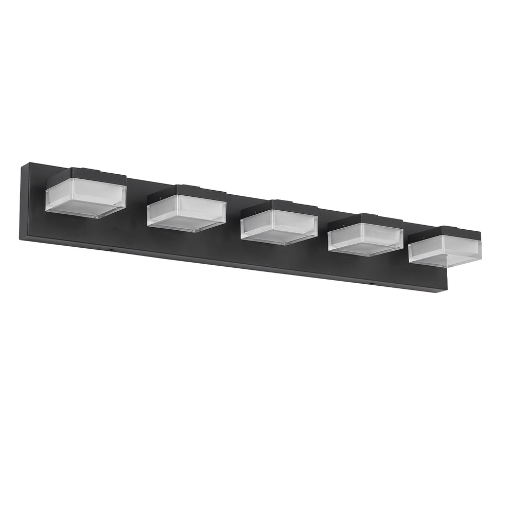 English Elm Bathroom Vanity Lights - 5-Light Modern Black Led Fixture For Stylish Indoor Illumination & Grooming W2312P374907
