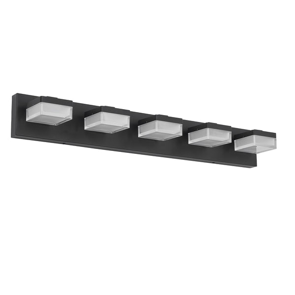 English Elm Bathroom Vanity Lights - 5-Light Modern Black Led Fixture For Stylish Indoor Illumination & Grooming W2312P374907