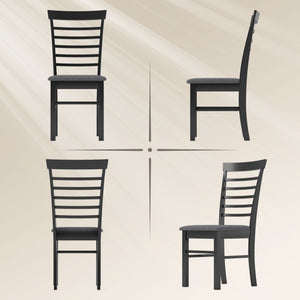 English Elm Modern Farmhouse Rubberwood Dining Chairs with Slatted Back and Cushioned Seat Set of 2 T3971P429276