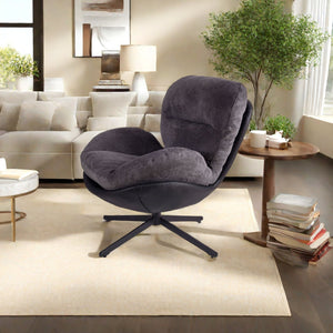 English Elm Christopher Knight Home® - 360° Swivel Office Chair Chenille and Faux Leather Accent with Metal Base, Ergonomic Plush Seating for Home and Office Black,Dark Gray N817P205024H