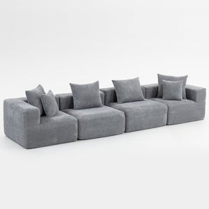 English Elm Modular Low Profile Sectional Sofa Plush Chenille Upholstery for Cozy Living Rooms W3326S00035