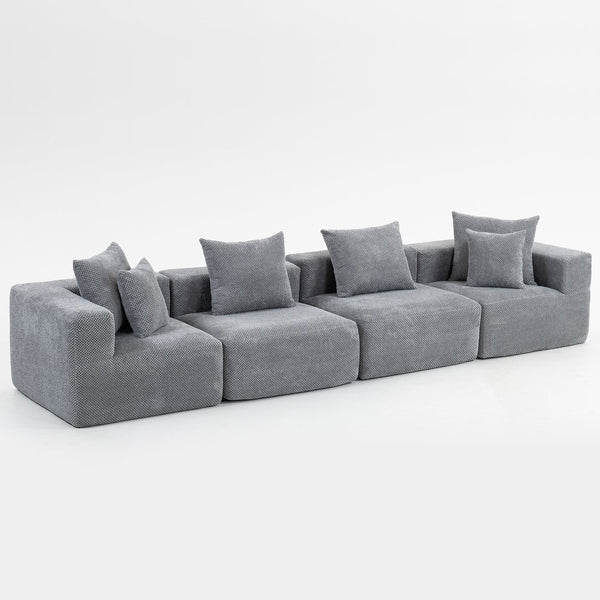 English Elm Modular Low Profile Sectional Sofa Plush Chenille Upholstery for Cozy Living Rooms W3326S00035