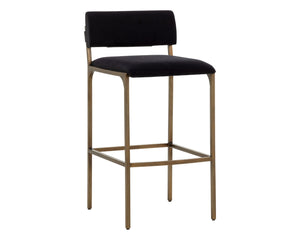 Sunpan MORI Barstool - Abbington Black Elegance with Plush Comfort, Gold Accents for Modern Interiors 112149