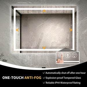 English Elm 40" X 32" Led Vanity Mirror Dual Front Back Lighting Dimmable Anti-fog Bathroom W1920P493138