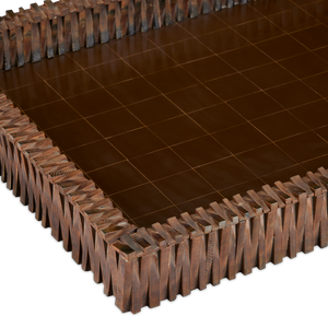 Koa Tray – Handcrafted Burnt Horn & Composite Artisanal Piece with Distressed Faux Coco Finish