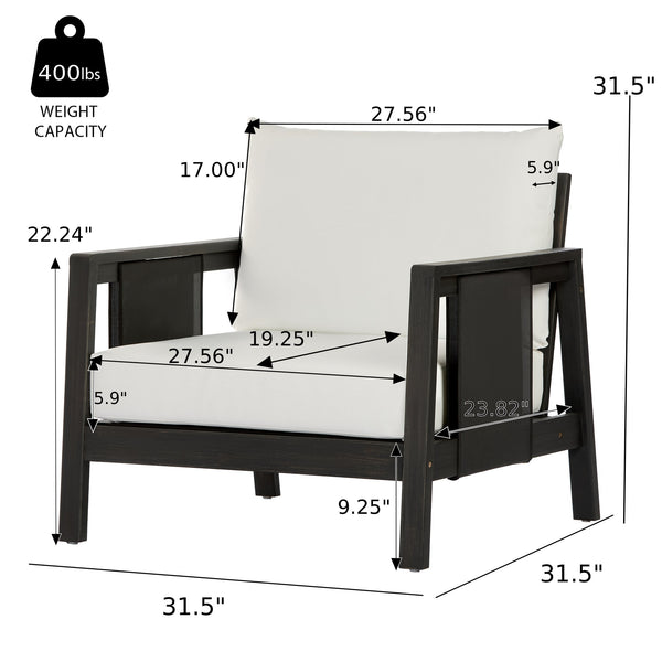 English Elm Outdoor Acacia Wood Club Chair Uv Resistant Textilene Weave Lounge Seat for Patio Deck Dark Grey,White+Black N768P368823D