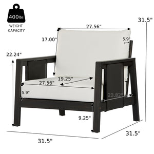 English Elm Outdoor Acacia Wood Club Chair Uv Resistant Textilene Weave Lounge Seat for Patio Deck Dark Grey,White+Black N768P368823D_2