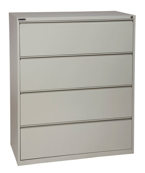 OSP Home Furnishings 42" Heavy Duty Lateral File Cabinet with Four Drawers Ball Bearing Slides Locking LF442-G
