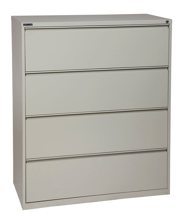 OSP Home Furnishings 42" Heavy Duty Lateral File Cabinet with Four Drawers Ball Bearing Slides Locking LF442-G