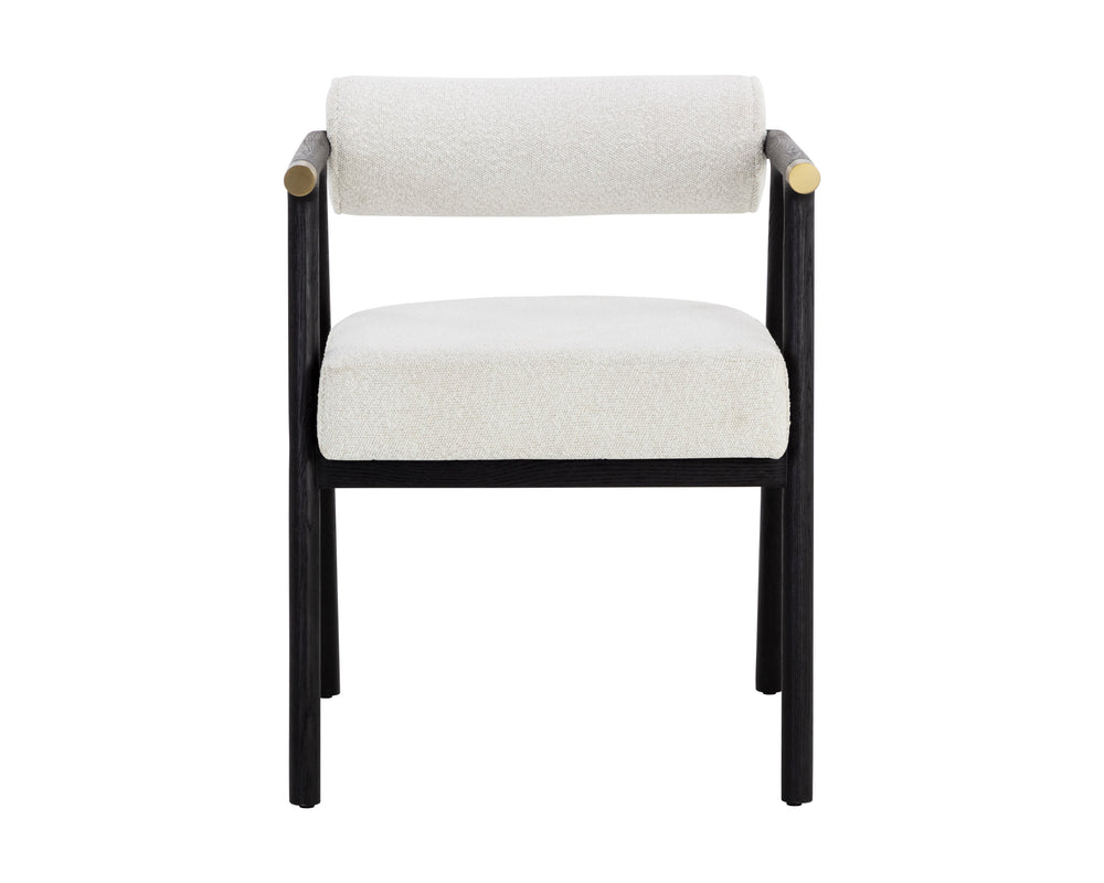Sunpan Sova Dining Armchair - Mid-Century Modern Design with Solid Oak Frame & Stylish Brass Accents