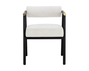 Sunpan Sova Dining Armchair - Mid-Century Modern Design with Solid Oak Frame & Stylish Brass Accents