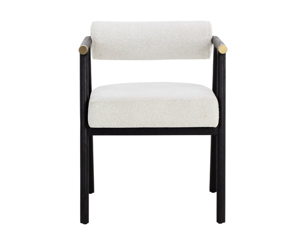 Sunpan Sova Dining Armchair - Mid-Century Modern Design with Solid Oak Frame & Stylish Brass Accents