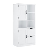 English Elm Bathroom Storage Cabinet With Doors and Drawers, Multiple Storage Space, Freestanding Style, Open Shelve, Adjustable Shelf, White