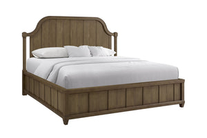 English Elm Queen Upholstered Headboard Bed Walnut Veneer Frame Transitional Bedroom Furniture B2699S00114